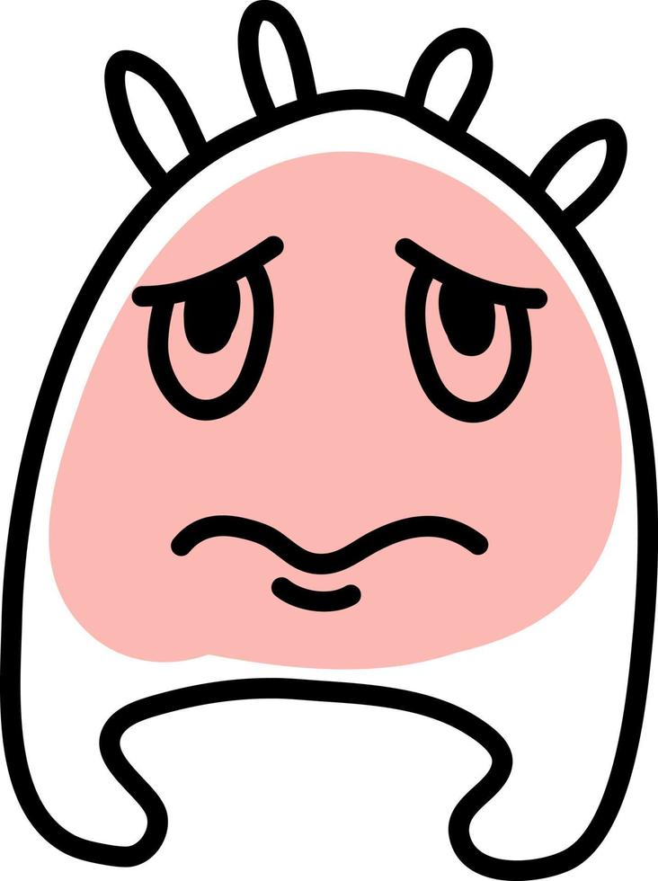 Fat sad monster, icon illustration, vector on white background
