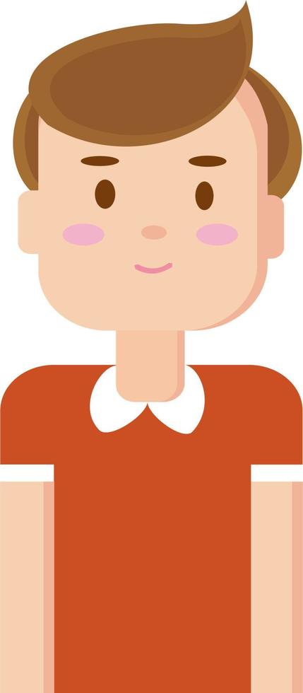 Boy with orange shirt, illustration, vector on white background.