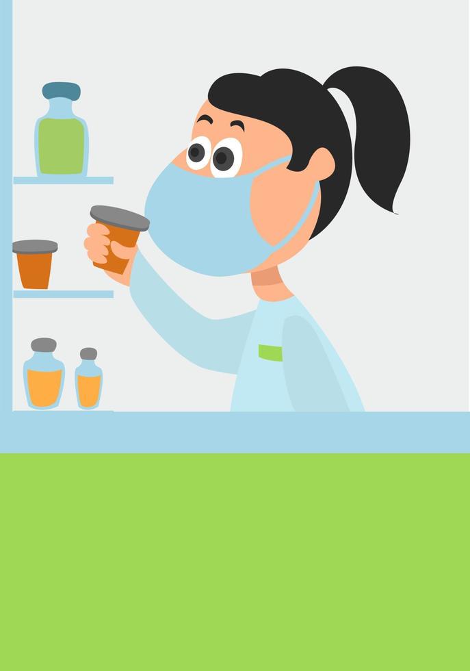 Female pharmacist, illustration, vector on white background