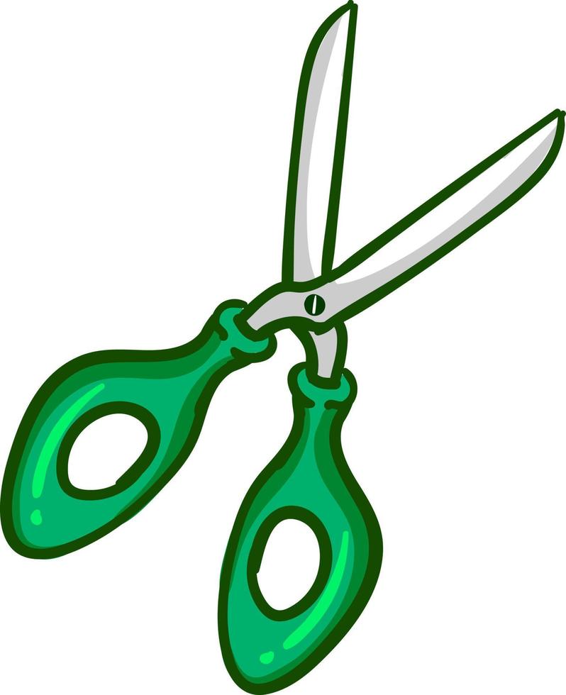 Green scissors, illustration, vector on white background