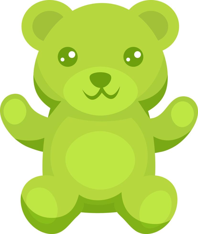 Green gummy bear, illustration, vector on white background.