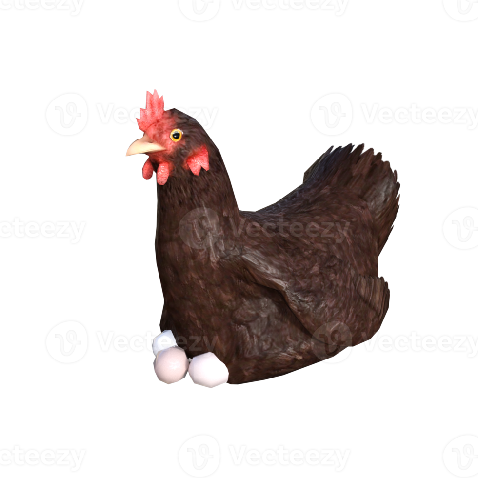 Huhn 3D-Rendering png