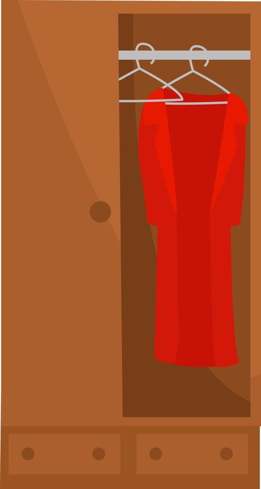 Wooden wardrobe, illustration, vector on white background