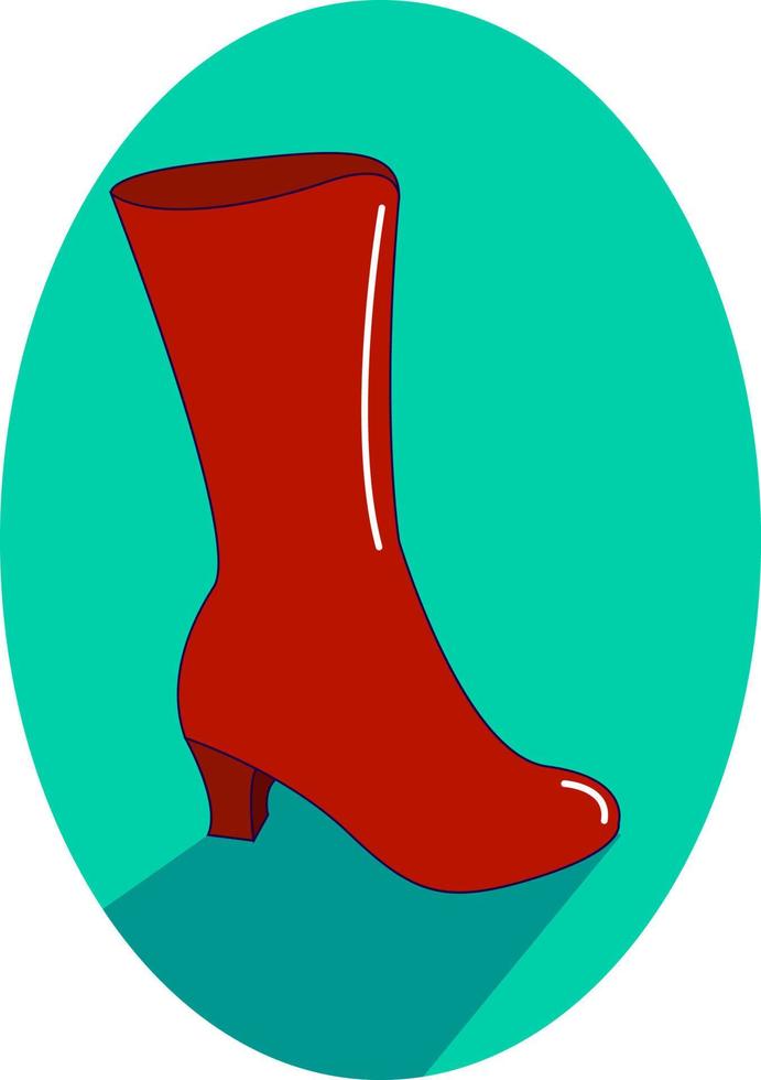 Red woman boot, illustration, vector on white background.