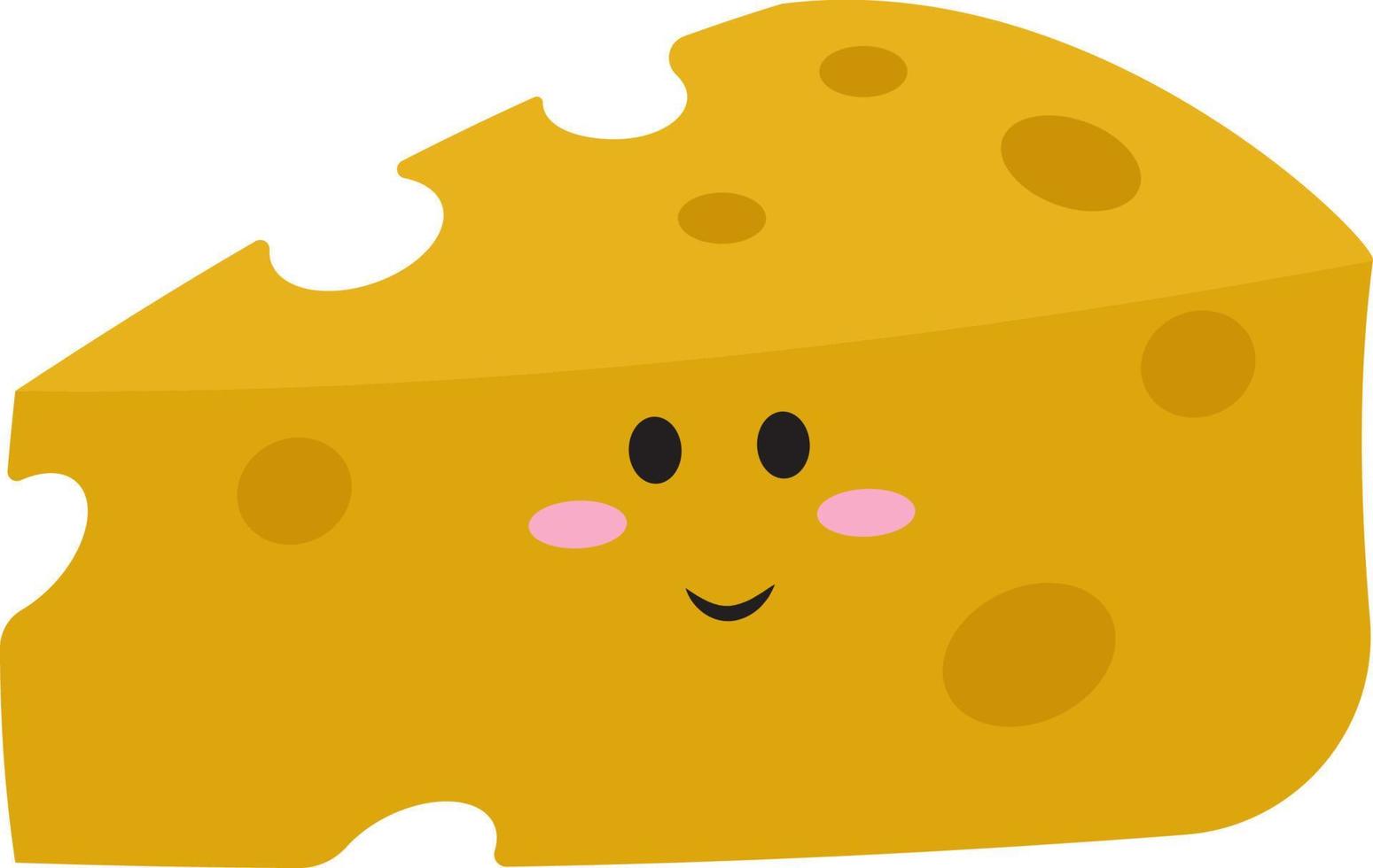 Cute cheese with eyes, illustration, vector on white background.