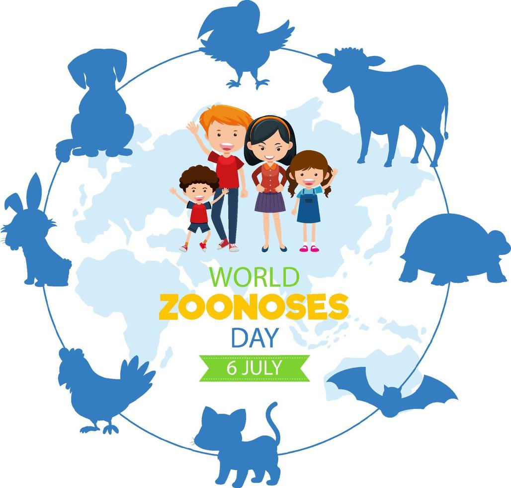 World zoonoses day banner design vector