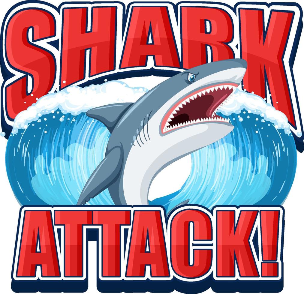 Shark attack icon with shark cartoon character vector