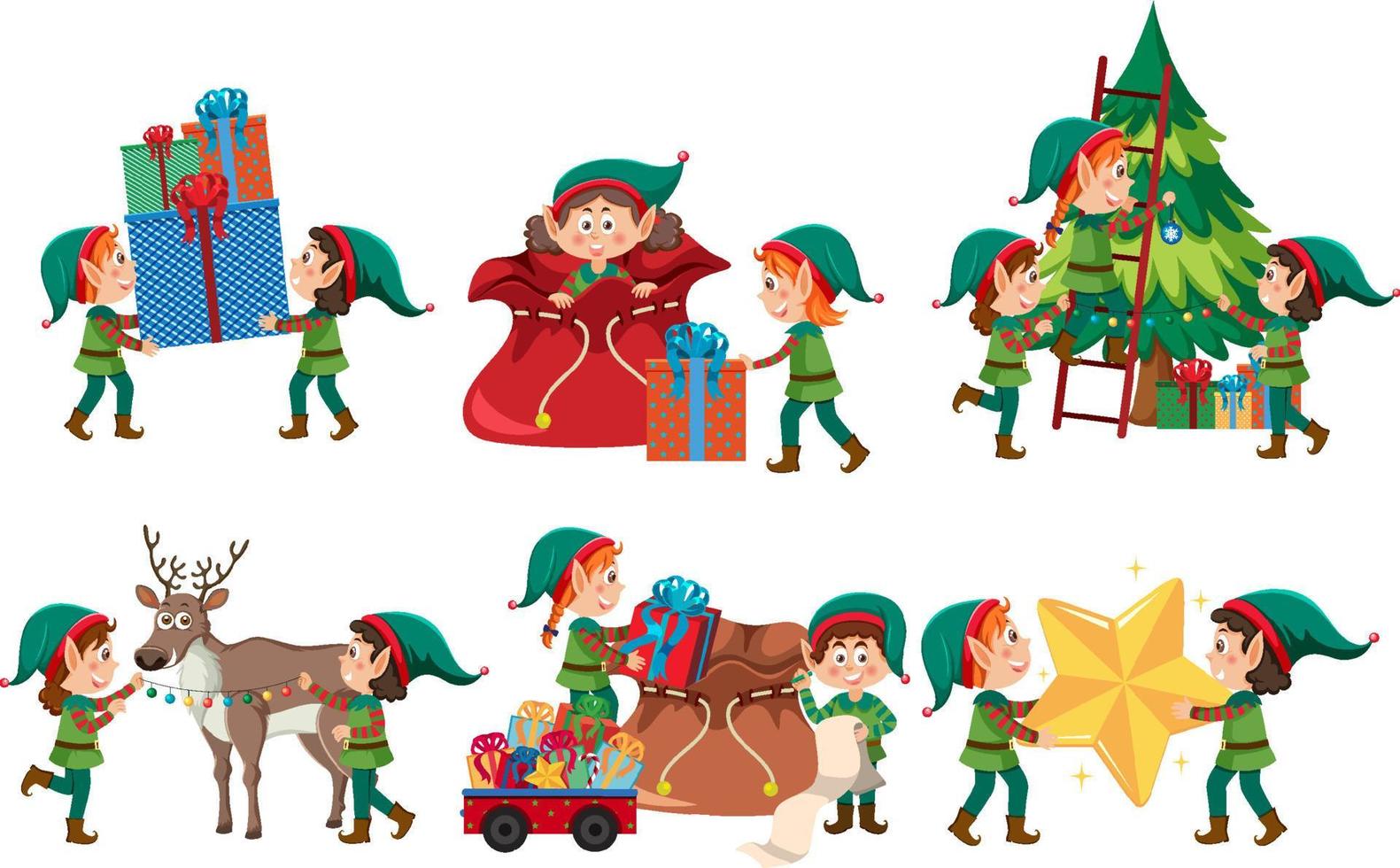 Christmas elf kids collection vector