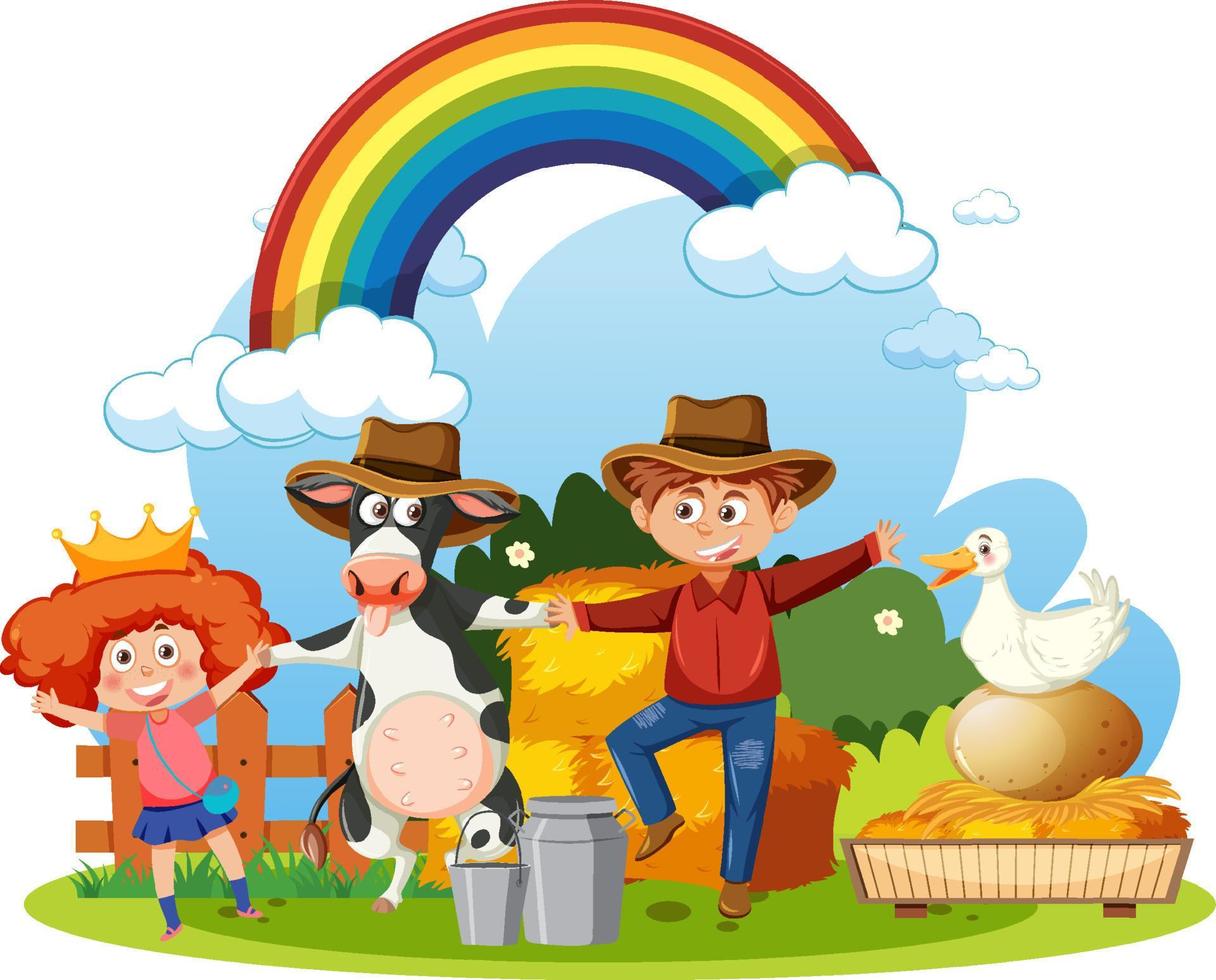 Cartoon character in farm theme vector