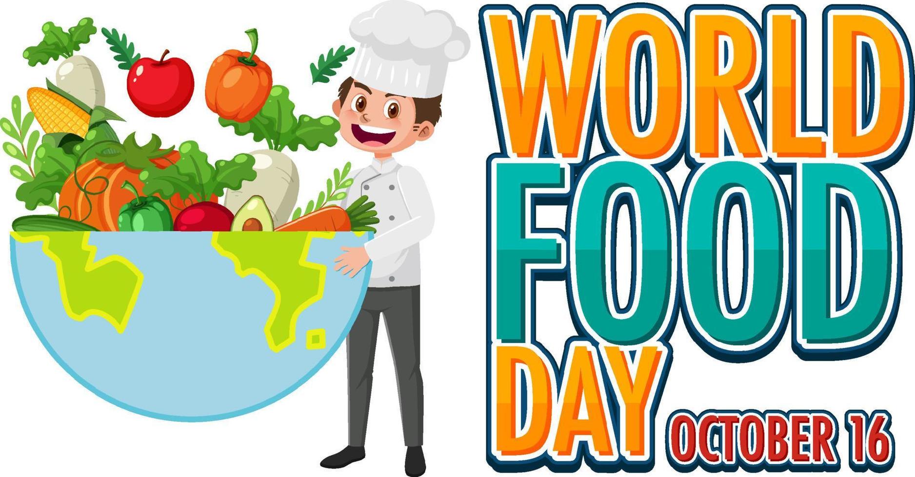 World food day text with food elements vector