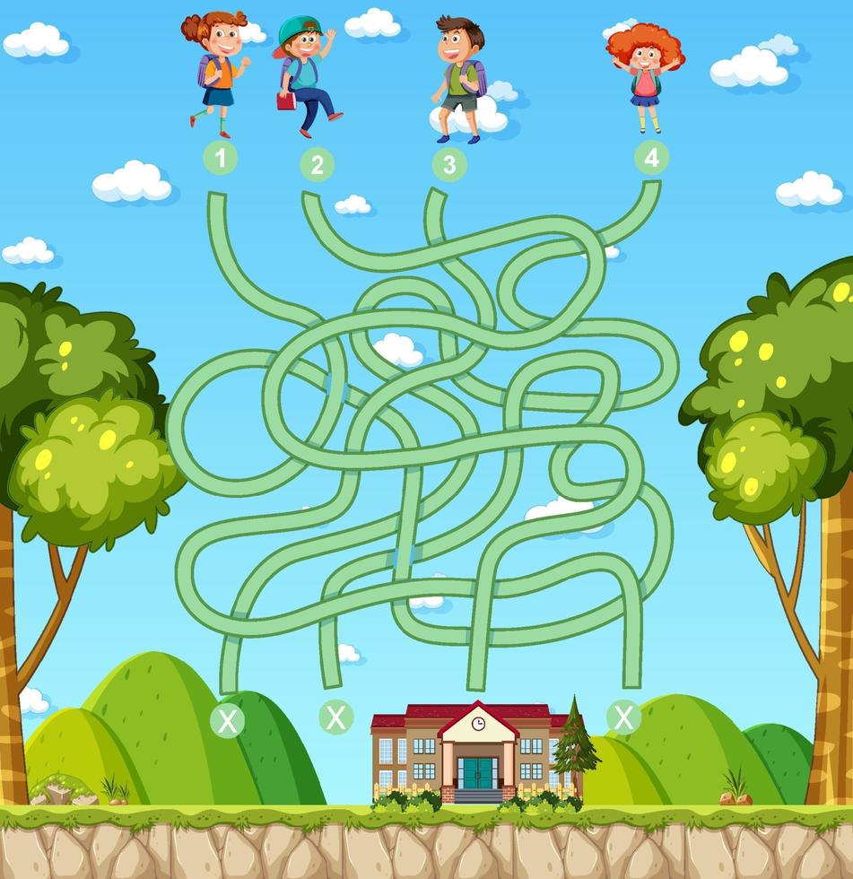 Maze game template for kids vector