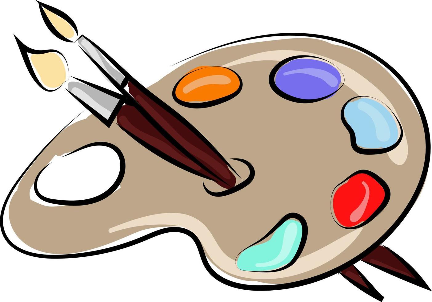 Color pallette with brushes, illustration, vector on white background