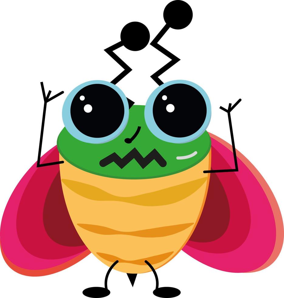 Confused bug, illustration, vector on a white background.