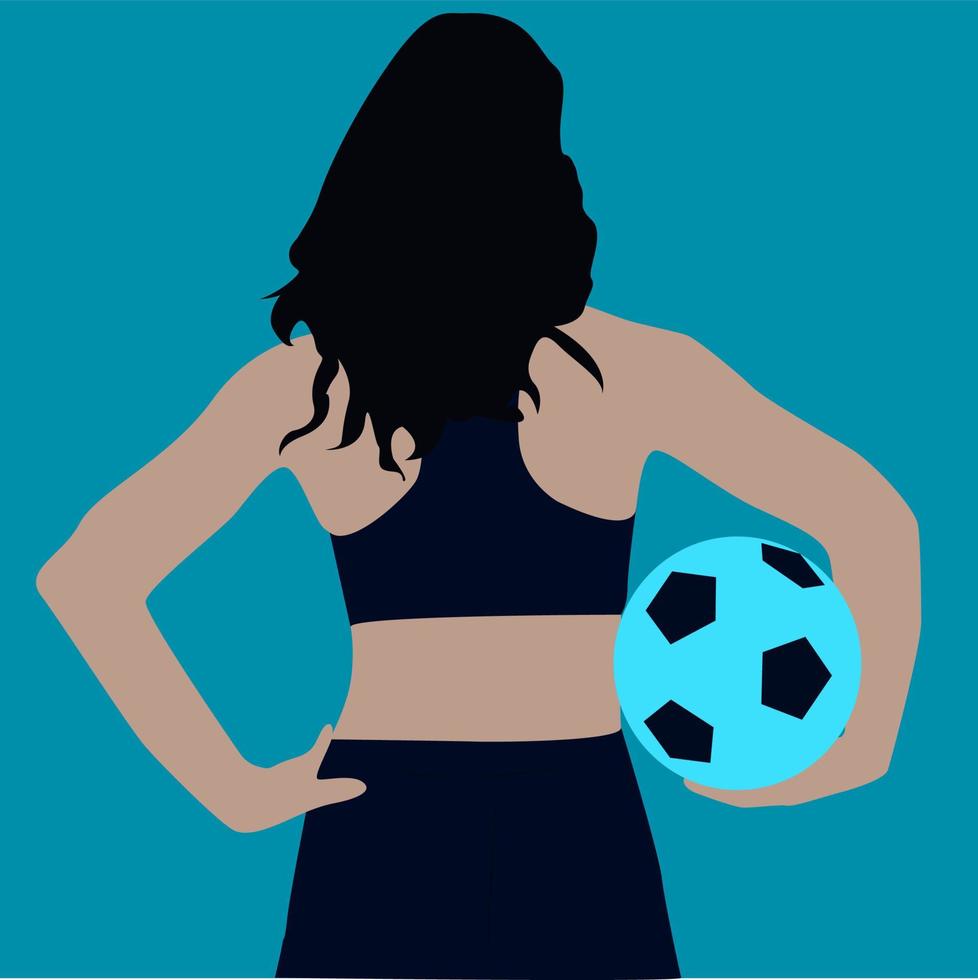 niña sosteniendo la pelota, ilustración, vector sobre fondo blanco.