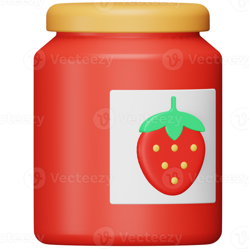 Strawberry jam 3d rendering isometric icon. png