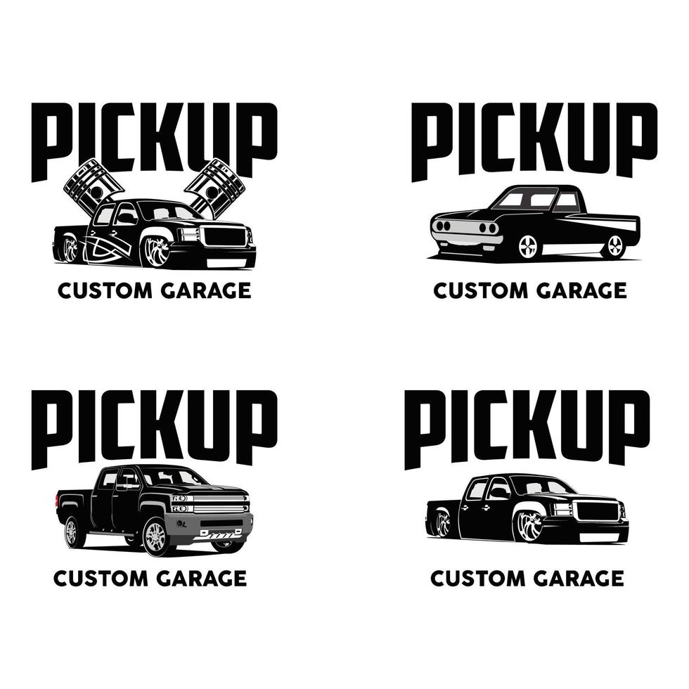 Pickup custom garage logo vector. vector