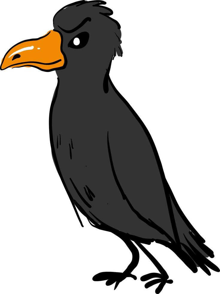 Angry raven, illustration, vector on white background.