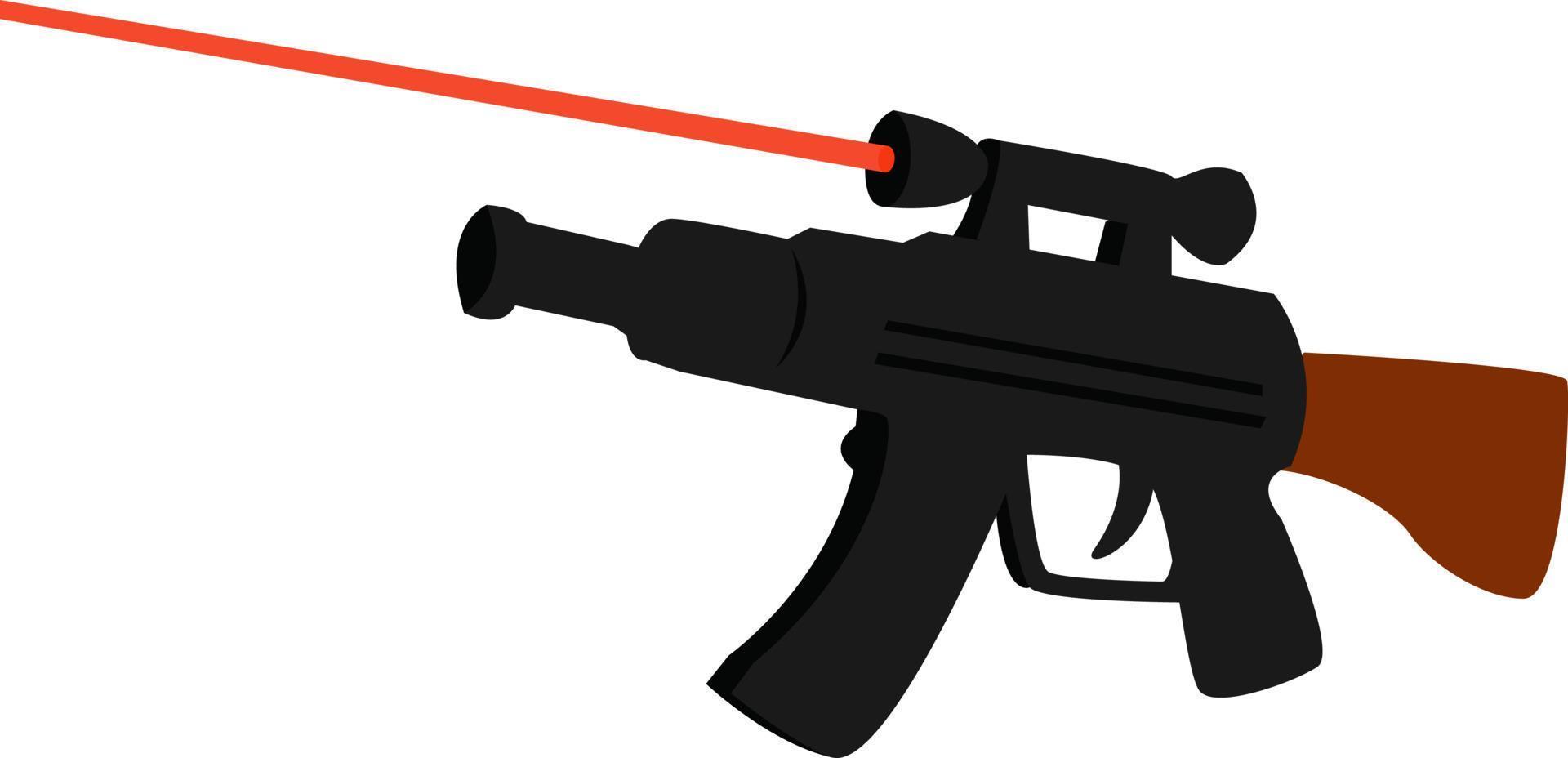 Sniper rifle with laser, illustration, vector on white background.