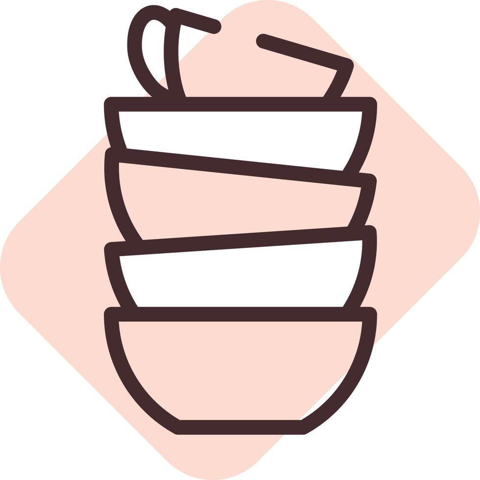 Clay dishes, illustration, vector on a white background.