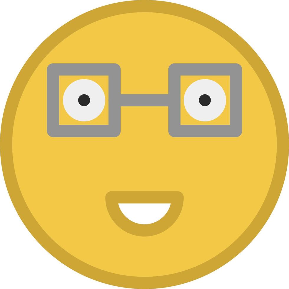 Smiley face with glasses, illustration, vector on a white background.