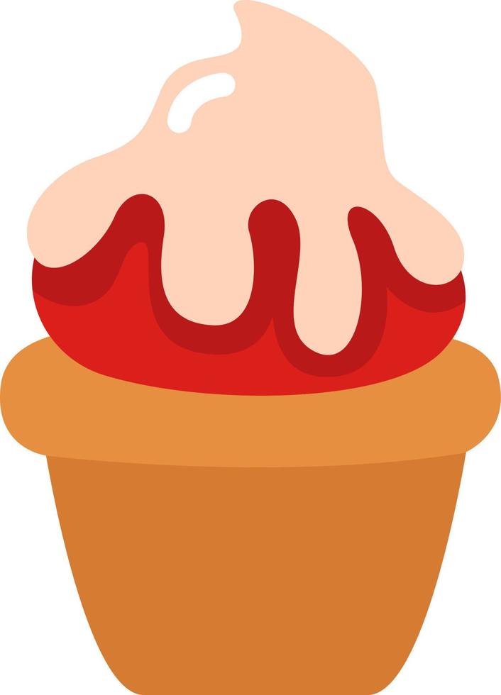 Cupcake with white chocolate, illustration, vector on a white background