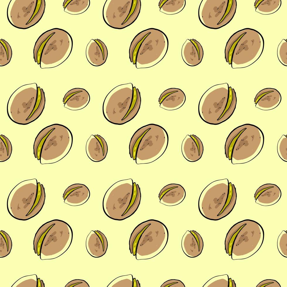 Pistachio pattern, illustration, vector on white background.