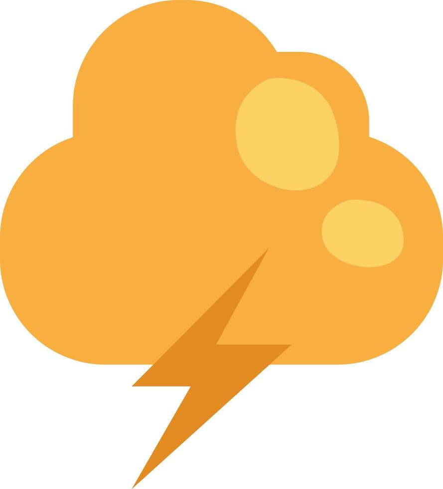 Nube de trueno amarillo, ilustración, vector sobre fondo blanco.