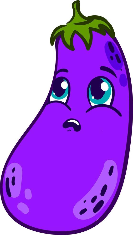 Scared eggplant, illustration, vector on white background