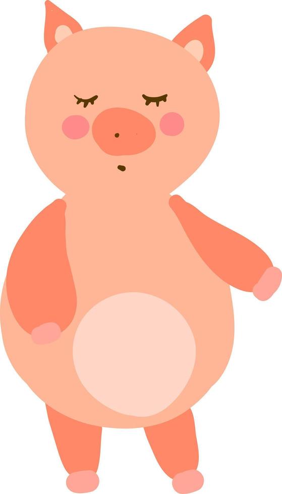 Fat little pig, illustration, vector on white background.