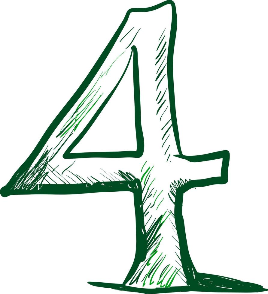 Number 4, illustration, vector on white background.