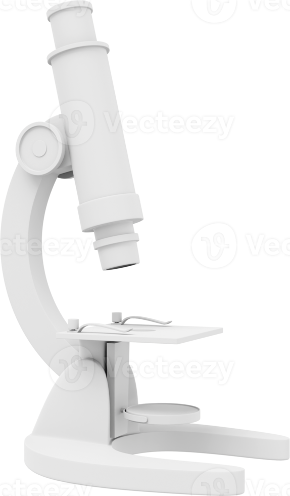 White microscope. 3D rendering. PNG Icon on transparent background