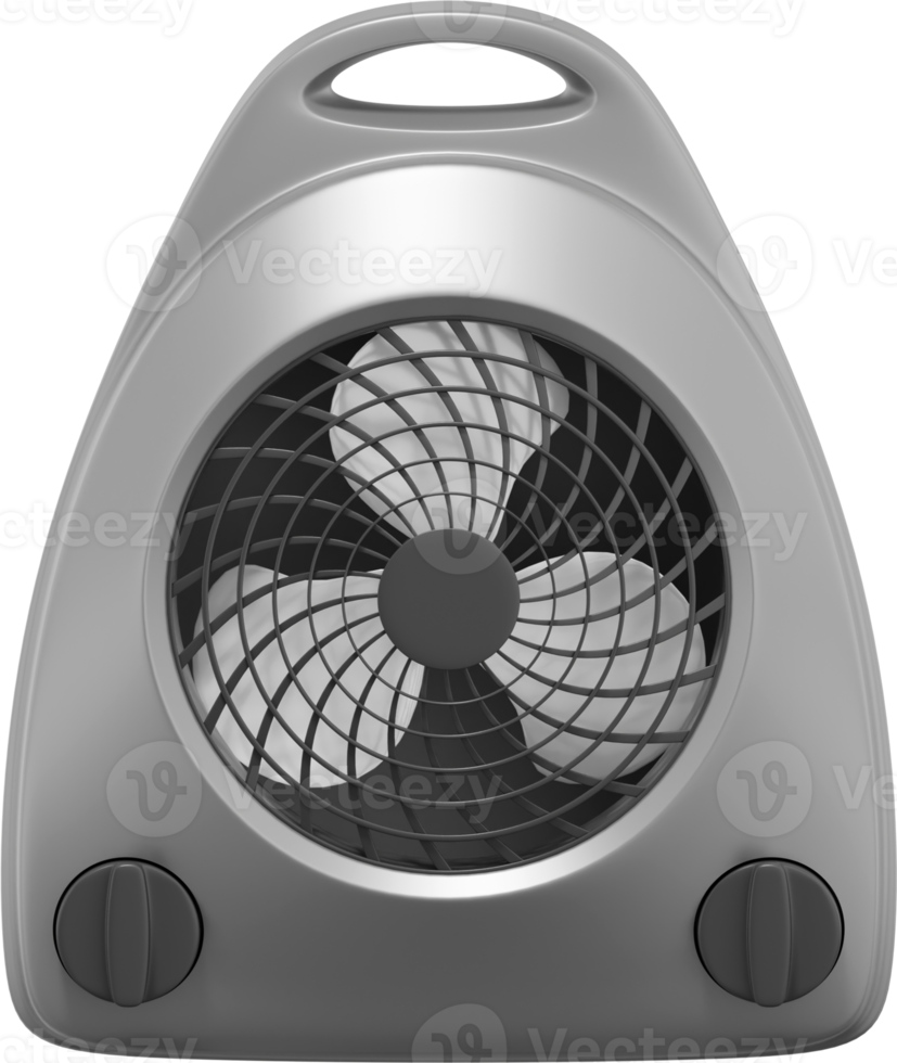 Electric fan heater. Gray PNG icon on transparent background. 3D rendering.