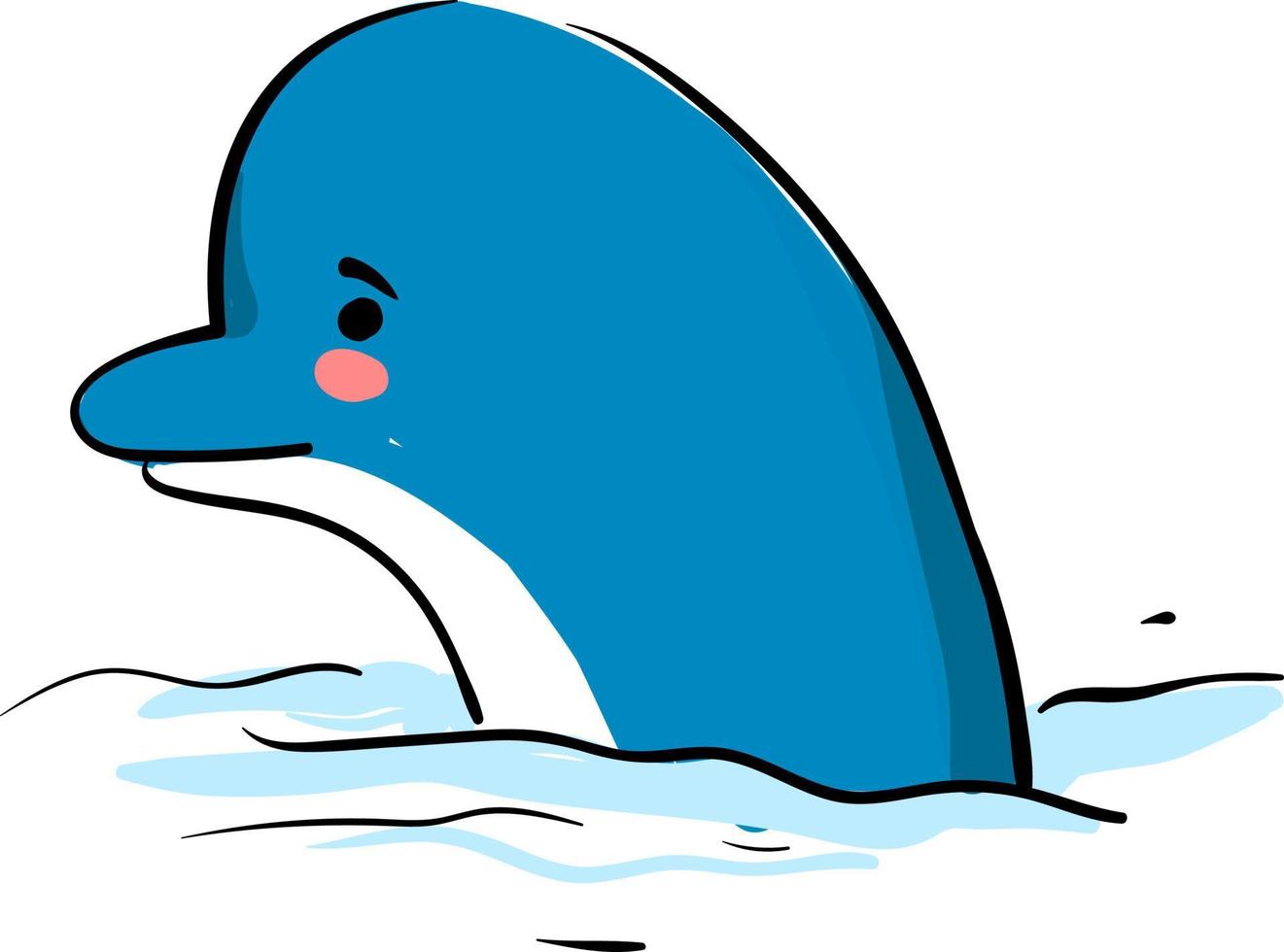 Sad dolphin, illustration, vector on white background.