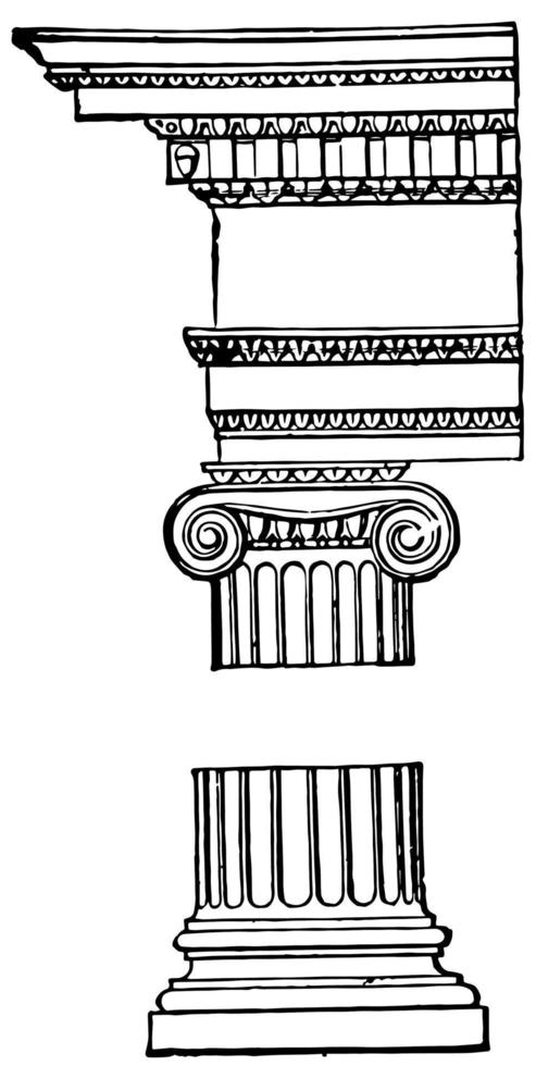 Ionic Order, doric,  vintage engraving. vector