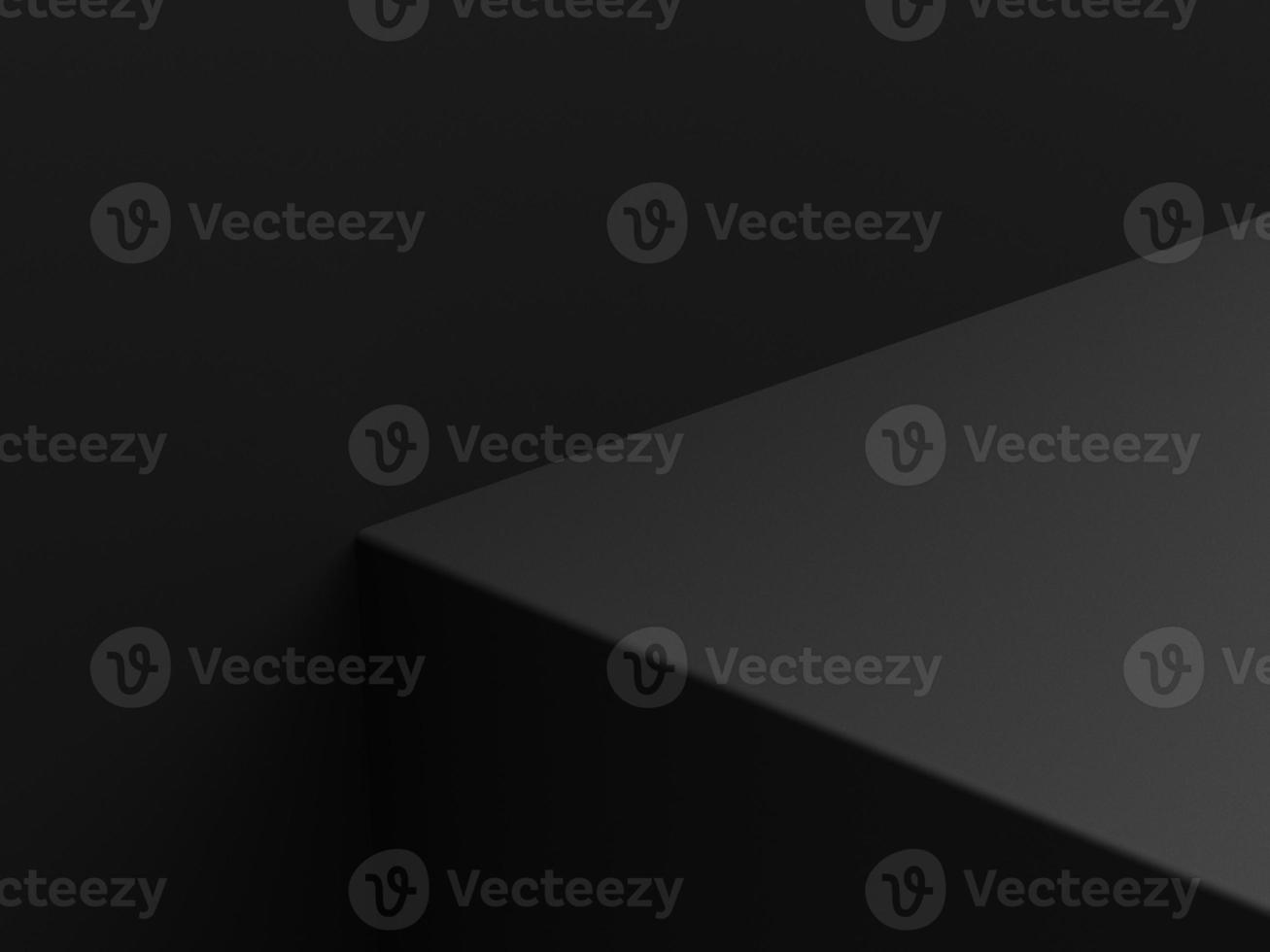 Empty minimal black platform podium or pedestal for product presentation. Empty stand showcase. Blank template for advertise. Abstract black background. 3d rendering. photo