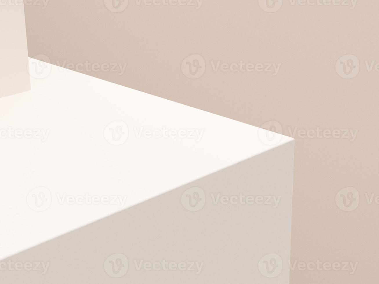 White product display podium stand background. geometric display presentation. concept display scene stage platform showcase, product, sale, banner, cosmetic. 3D rendering. photo