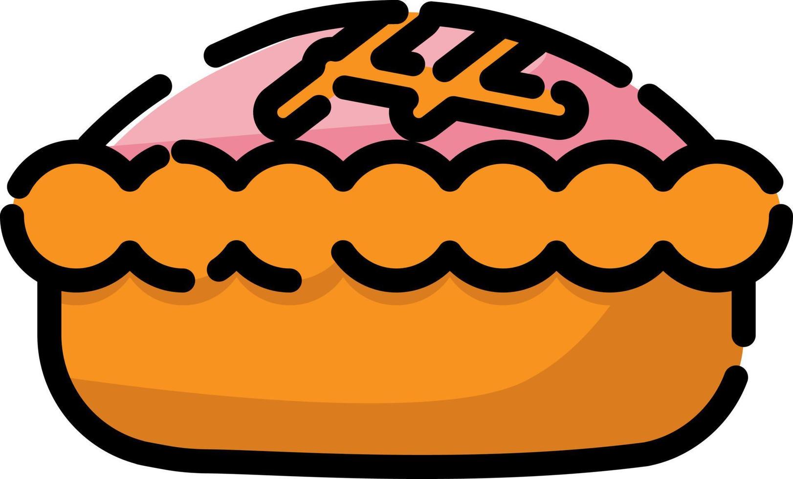 Baked pie, illustration, vector on a white background.