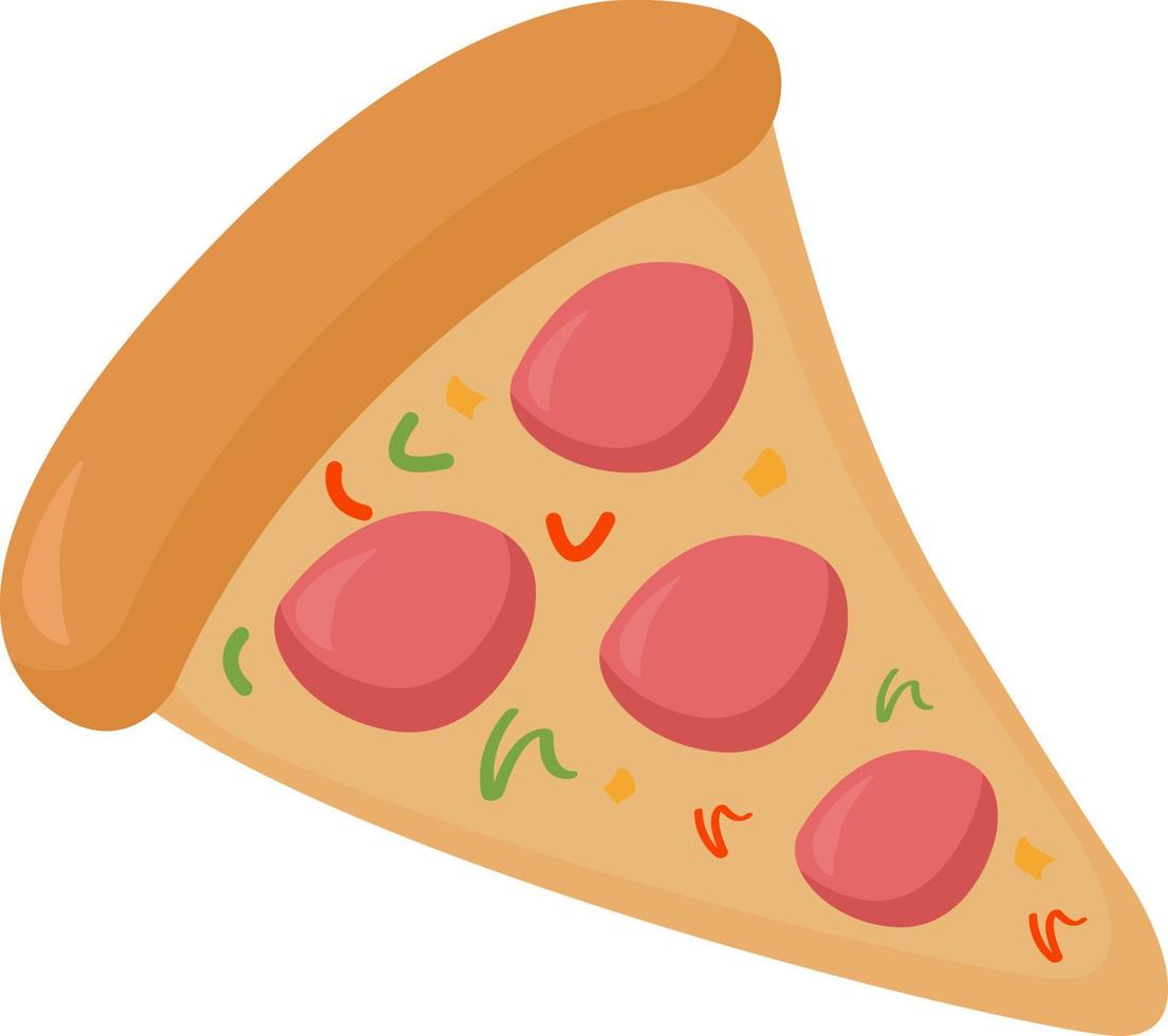 Pizza slice , illustration, vector on white background