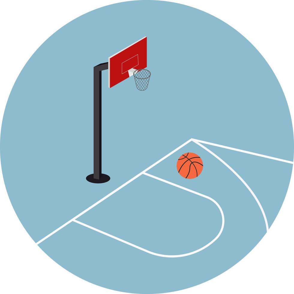 cancha de baloncesto, ilustración, vector sobre fondo blanco.