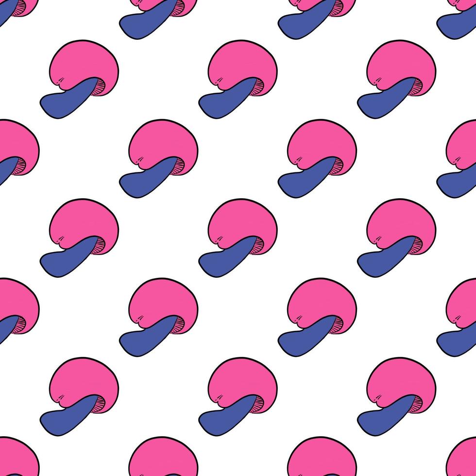 Pink mushroom ,seamless pattern on white background. vector