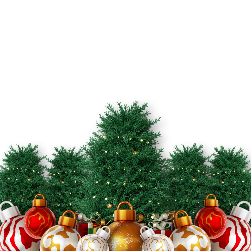 Christmas 3d element balls with tree png