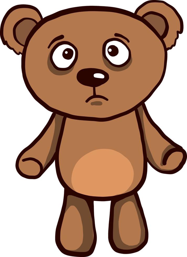 Sad brown bear, illustration, vector on a white background.