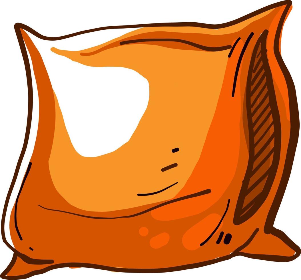 Orange pillow, illustration, vector on white background