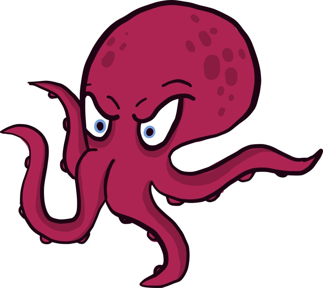 Angry pink octopus, illustration, vector on white background 13485279  Vector Art at Vecteezy