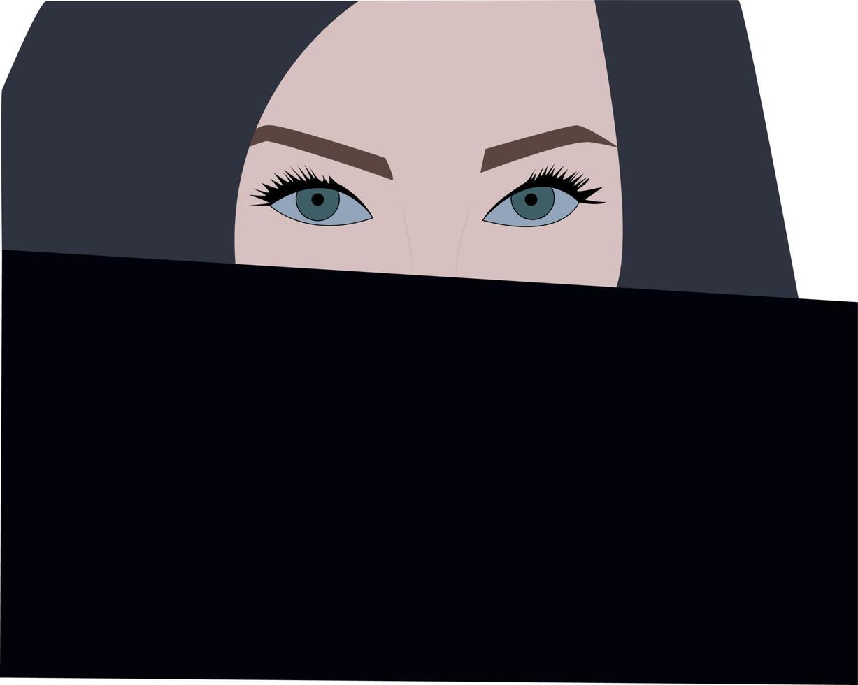 Girl with green eyes, illustration, vector on white background.