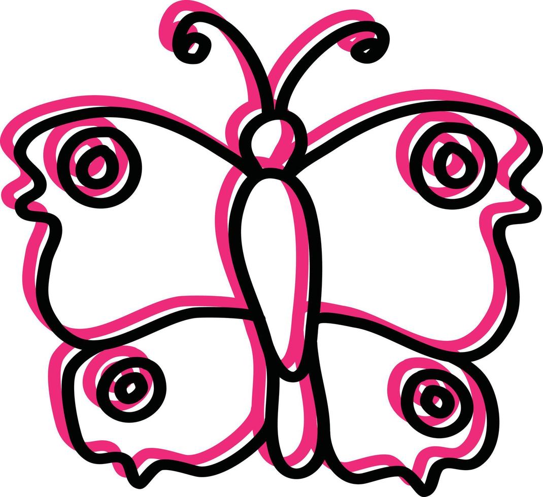 Elegant pink butterfly, illustration, vector on a white background