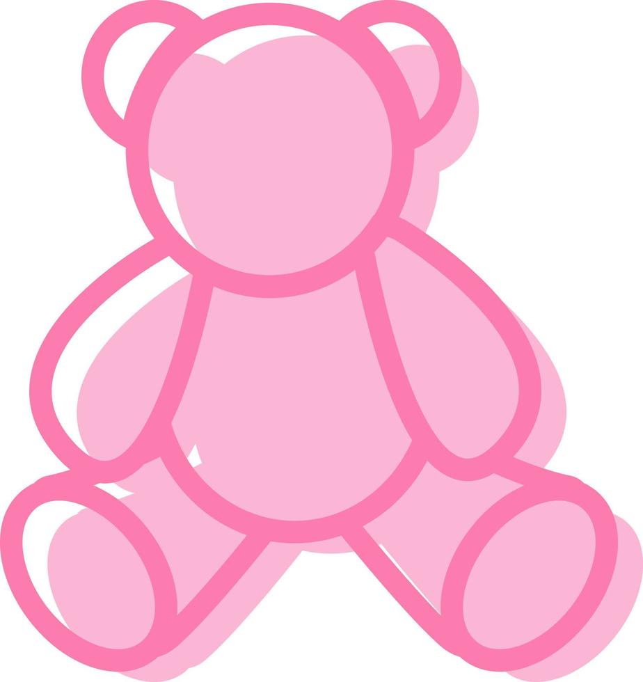 Pink teddy bear, illustration, vector on a white background.