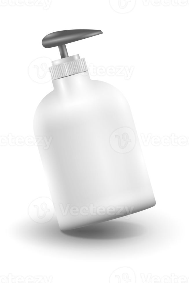Blank white plastic pump bottle png