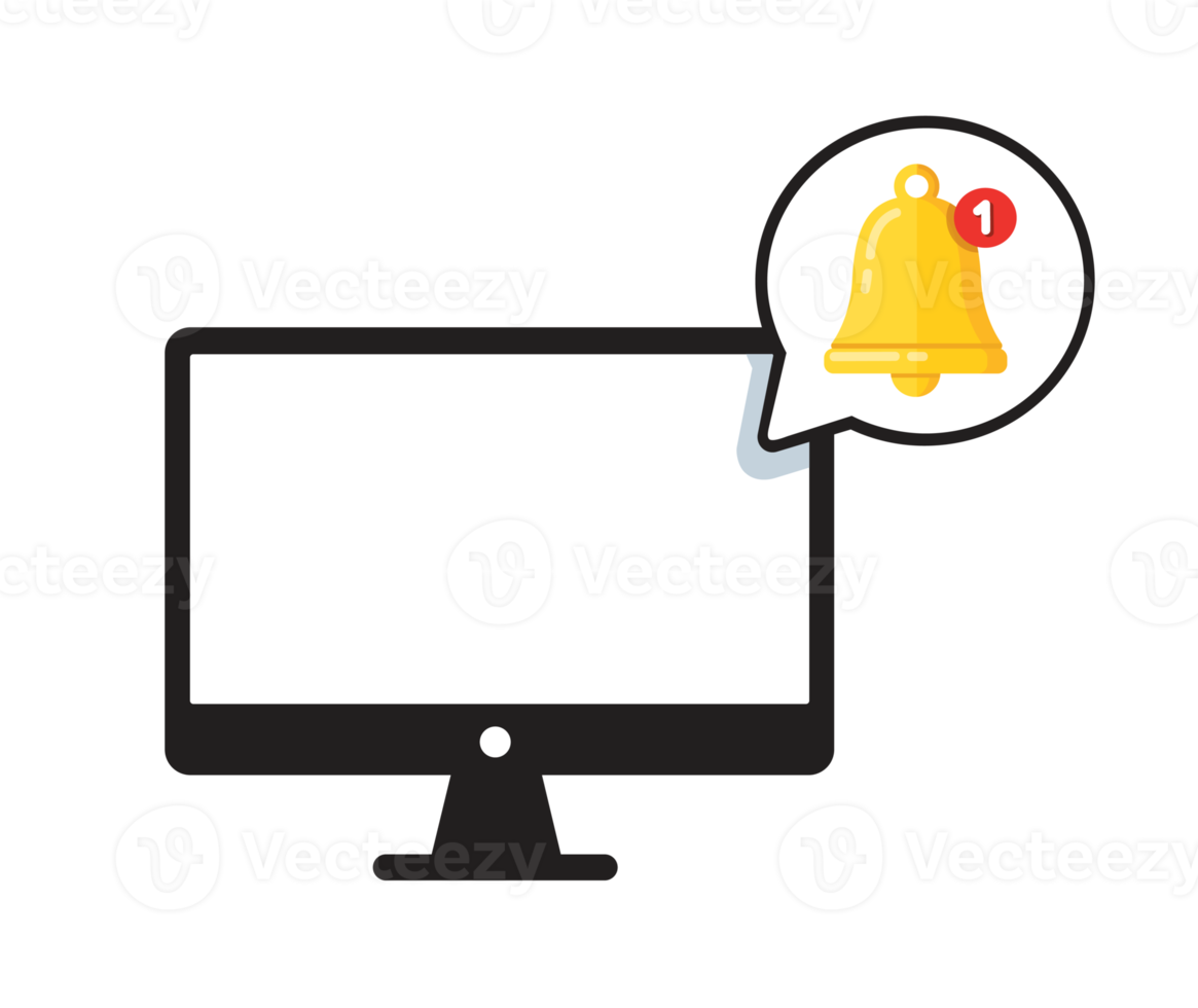 computadora portátil con chat de burbuja de notificación png