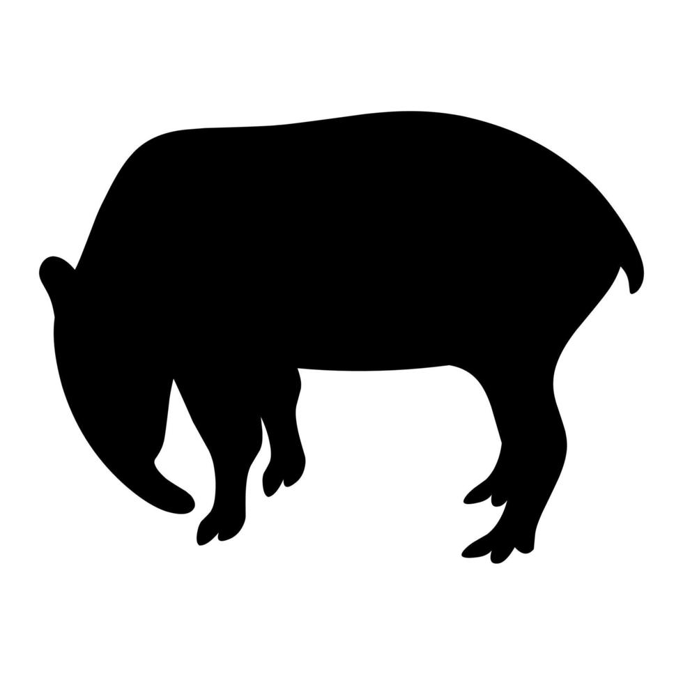 Vector silhouette of a tapir or tapirus indicus on a white background. Asian native animal with black design. Great for logos and posters about animals